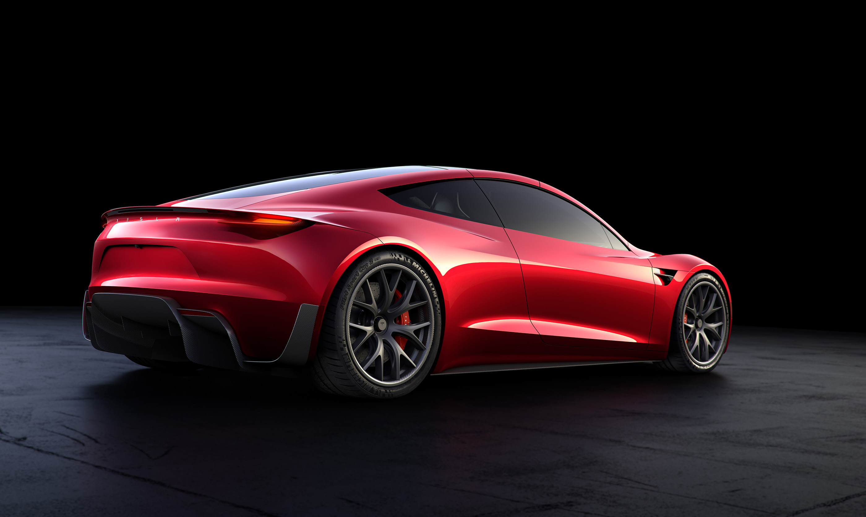 Tesla Roadster 2025, vista posteriore